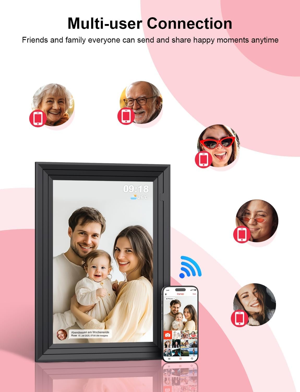 View 2 of WiFi digital photo frame 10.1" + 5 free animated photos (Frameo)